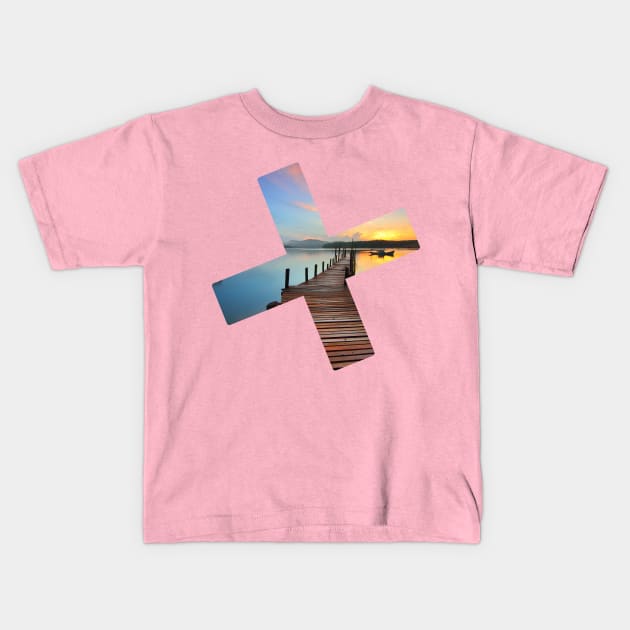 Slanted Cross Deck Lanscape Kids T-Shirt by shellysom91